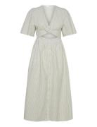 Slfvittoria Ss Striped Midi Shirt Dress Selected Beige