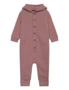 Wool Baby Suit W. Hood Mikk-line Pink