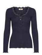 Rmwbalta Modal Ls Placket T-Shirt RM By Rosemunde Navy