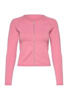 Ribbed Seamless Zip Jacket Aim´n Pink