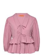 2342 Pleated Poly, Balloon Sleeve T STINE GOYA Pink