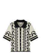 Gabera - Black And White Jacquard Polo Jumper SUNCOO Paris Cream