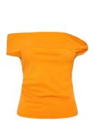 Asymmetrical Strapless Top Mango Orange