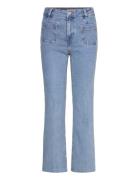 Flared Cropped Jeans With Pockets Mango Blue