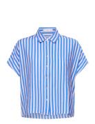Short Sleeve Striped Shirt Mango Blue