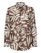 Printed Cotton Shirt Mango Brown