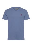 Custom Slim Fit Jersey V-Neck T-Shirt Polo Ralph Lauren Blue