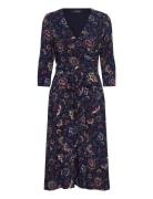 Floral Surplice Stretch Jersey Dress Lauren Ralph Lauren Navy