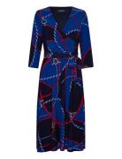 Rope-Print Surplice Stretch Jersey Dress Lauren Ralph Lauren Blue