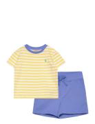 Striped Jersey Tee & Mesh Short Set Ralph Lauren Baby Blue