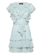 Ruffle-Trim Crinkle Georgette Dress Lauren Ralph Lauren Blue