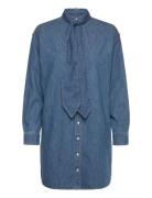 Denim Tie-Neck Shirtdress Lauren Ralph Lauren Blue
