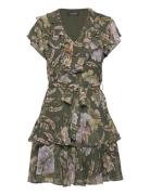 Floral Belted Crinkle Georgette Dress Lauren Ralph Lauren Green