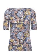 Floral Stretch Cotton Boatneck Tee Lauren Ralph Lauren Blue