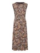 Floral Twist-Front Jersey Dress Lauren Ralph Lauren Brown