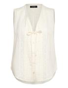 Embroidered Voile Sleeveless Blouse Lauren Ralph Lauren Cream