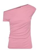 Jersey Asymmetrical Off-The-Shoulder Top Lauren Ralph Lauren Pink