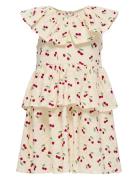 Kmgcerise S/L Layered Dress Aop Wvn Kids Only Cream