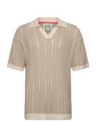 Open Structured Knitted V-Neck Polo Scotch & Soda Beige