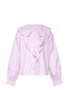 Shirt With Ruffle Detail Mango Pink
