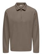 Onsnewkodyl Reg Half Zip Polo Sweat Vd ONLY & SONS Beige