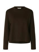 Slfessential Ls Boxy Tee Noos Selected Brown