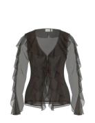 Vifalia L/S Frill Kimono Top/Ka Vila Brown