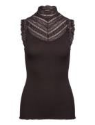 Rwbenita Silk Sl Turtleneck Lace To Rosemunde Brown