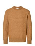 Slhrai Ls Knit Crew Neck Noos Selected Beige
