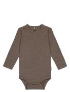 Wool/Bamboo Ls Body Mikk-line Brown