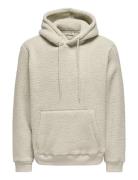 Onsemilio Reg Teddy Hoodie Sweat Vd ONLY & SONS Cream