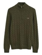 Cotton Cable Half Zip GANT Khaki