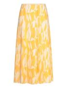 Printed Chiffon Godet Midi Skirt Calvin Klein Yellow