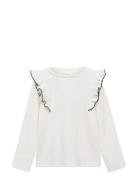 Ruffled Ribbed T-Shirt Mango White