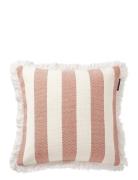 Block Striped Organic Cotton Fringe Pillow Cover Lexington Home White