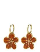 Calista Enamel Earring Brown/Gold Bud To Rose Gold