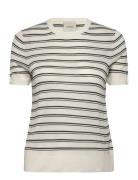 Viscose Short Sleeve Sweater Str Calvin Klein Cream