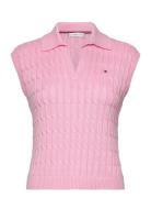 Co Cable Mid Gg Open Polo Vest Tommy Hilfiger Pink