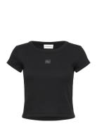 A- Woven Label 2X2 Rib Baby Tee Calvin Klein Jeans Black