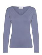 Rwelma Modal V-Neck T-Shirt Rosemunde Blue
