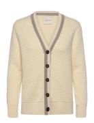 Cotton Contrast Textured Cardigan GANT Cream