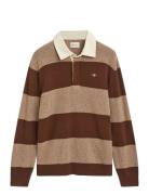 Extrafine Lambswool Striped Polo GANT Brown