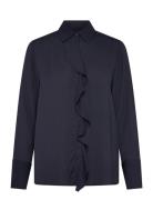 Reg Crepe Viscose Ruffle Blouse GANT Navy