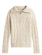 Soft Wool Cable 1/2 Zip Ls Swt Tommy Hilfiger Cream