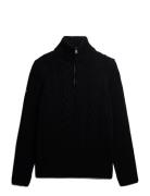 Jacob Cable Knit Half Zip Superdry Black