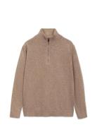 Zip Neck Jumper Mango Beige