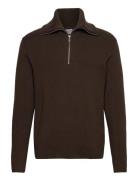 Half Zip Rib Knit W?. Over D Col Lindbergh Brown