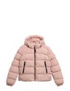 Hooded Sports Puffer Jacket Superdry Pink