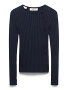 Slfhelen Ls Knit Button O-Neck Top Selected Navy