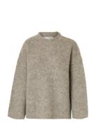 Slfgabriella Ls Knit New O-Neck Noos Selected Beige